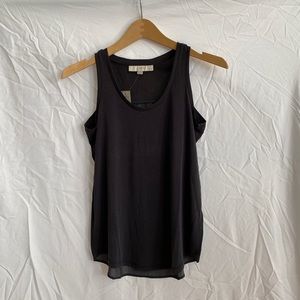 Loft Dark Gray Mixed Media Scoop Neck Sleeveless Tank Top